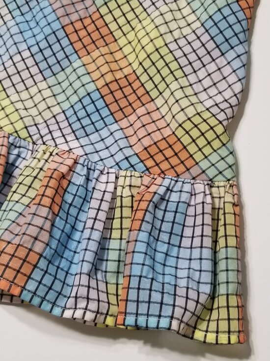 🌈NWT GANNI Multi-Color Seersucker Check Smocked Long Dress Size EU 38, 40 $285 - Picture 12 of 16